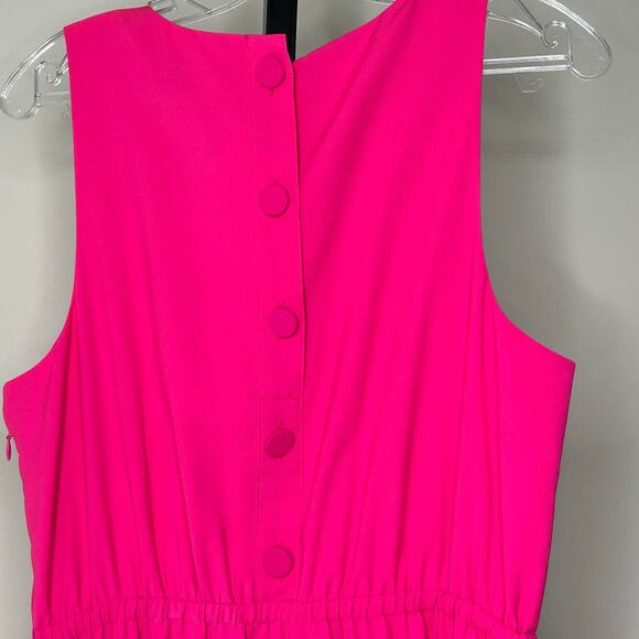 J Crew Midi Button Dress- size 10-Fushia pink sleeveless wedding guest - Picture 2 of 5